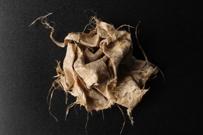 crunched harakeke paper